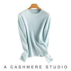 2025年秋季时尚百搭通勤简约休闲圆领竖条长袖，女装羊绒衫，致织羊绒