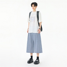 韩版潮流百搭cleanfit格子美式裤子七分休闲裤男女夏季YD706-P50，男装休闲裤，星座509