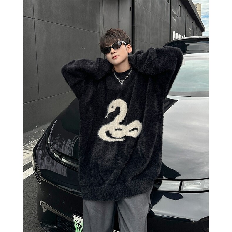 美式软糯毛衣男仿貂绒休闲百搭慵懒风情侣宽松针织衫男M560/P55,男装针织衫/毛衣,星座506