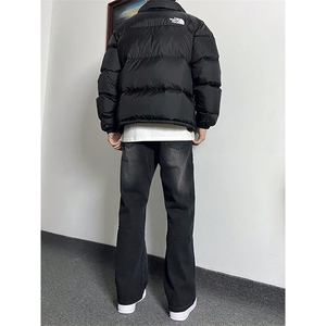 纯黑色弹力牛仔裤秋冬款cleanfit显瘦微喇裤子KZA47-P55图片