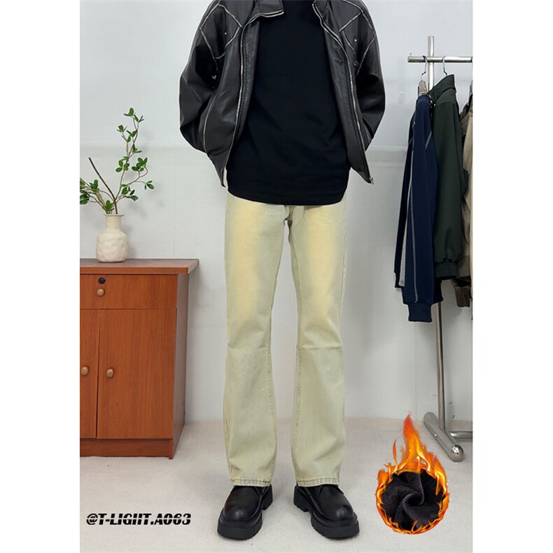 冬季美式ins高街vibe水洗加绒牛仔裤货号加绒K2316P70常规P55,男装牛仔裤,电商A063