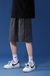 K6045/P28新款夏款西裤格子短裤男女中性风中裤男大码休闲裤控39图片