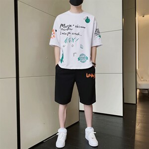 2024夏季新款短袖T恤套装运动休闲宽松潮流两件套男装F310P58，男装休闲套装，电商A086
