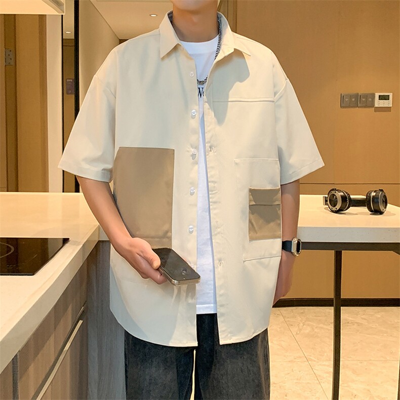 2024夏季工装多口袋衬衫百搭短袖衬衫直播品质,男装衬衫,电商A409-1