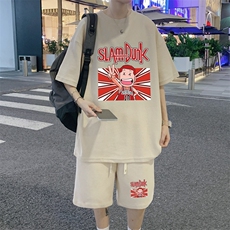 ！定制面料！2024夏季新款华夫格短袖套装情侣一套HTZ67P50，男装T恤，电商B220
