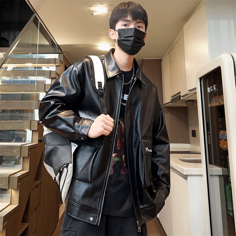 秋季刺绣皮夹克男宽松机车男士皮衣外套潮流A266-PY007-特P65,男装皮衣,电商A266