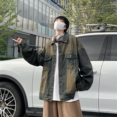美式复古牛仔外套男春秋季港风宽松工装上衣潮牌ins水洗J2116-P63，男装工装外套，星座1109-3