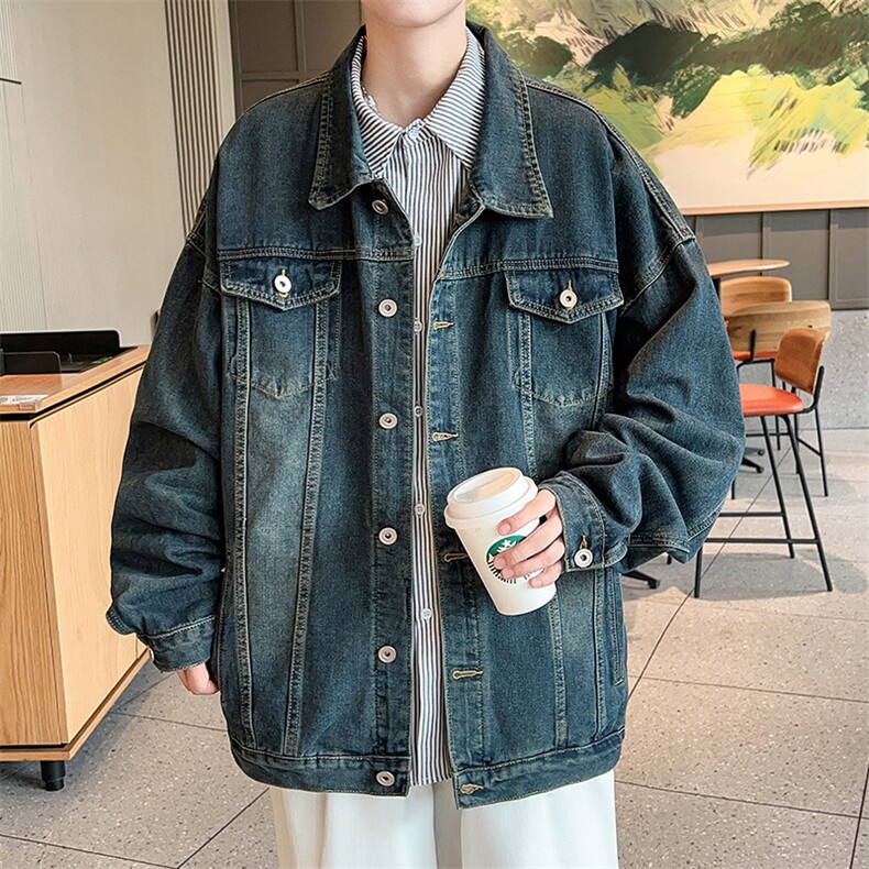 嗨派牛仔-619直播品质款高级感怀旧绿经典牛仔外套流宽松版男女款,男装工装外套,星座910