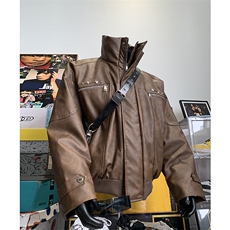 405A美式复古个性金属设计短款皮衣棉服MY24916-特批108控178，男装皮衣，星座405A