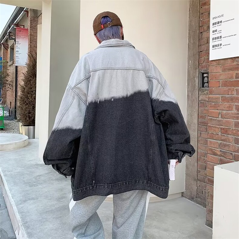 复古扎染牛仔外套男美式潮牌炸街潮流宽松痞帅夹克上衣JK248-P65,男装工装外套,星座1008-1