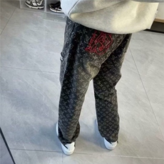 高级感小众刺绣窄版阔腿牛仔裤春秋季新款高腰显瘦提花直筒裤子潮，男装牛仔裤，星座506A
