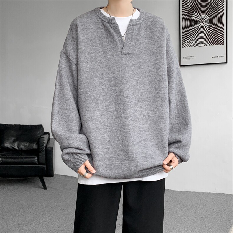 8XL-M高品质V领毛衣大码针织时尚外套慵懒风纯色打底衫MY1508/P68,男装针织衫/毛衣,电商B238