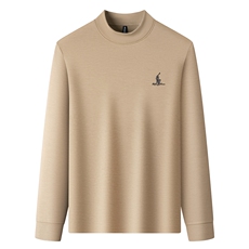B9512莫代尔羊毛精品男士打底衫半高领加绒体恤，男装T恤，钱塘207-1