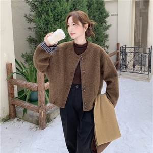 咖色美拉德复古毛呢外套女短款2025年秋冬新款韩版高级感呢子上衣图片