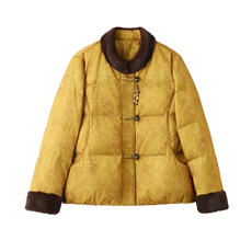 新中式盘扣羽绒服2025年冬季新款气质复古短款毛绒白鸭绒保暖外套，女装羽绒服，拾衣