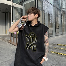 麂皮绒连帽背心坎肩男T恤美式港风JLB440-P30控48，男装背心/马甲，电商B370