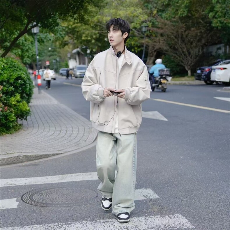 港仔文艺男美式飞行员夹克男秋季2025新款男生棒球服男士外套男款图片