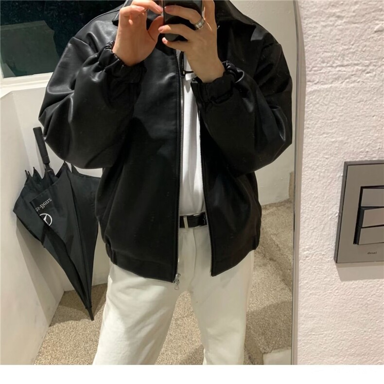 美式复古潮牌夹克外套秋季宽松皮衣痞帅皮夹克J808-P63,男装夹克,星座208-5