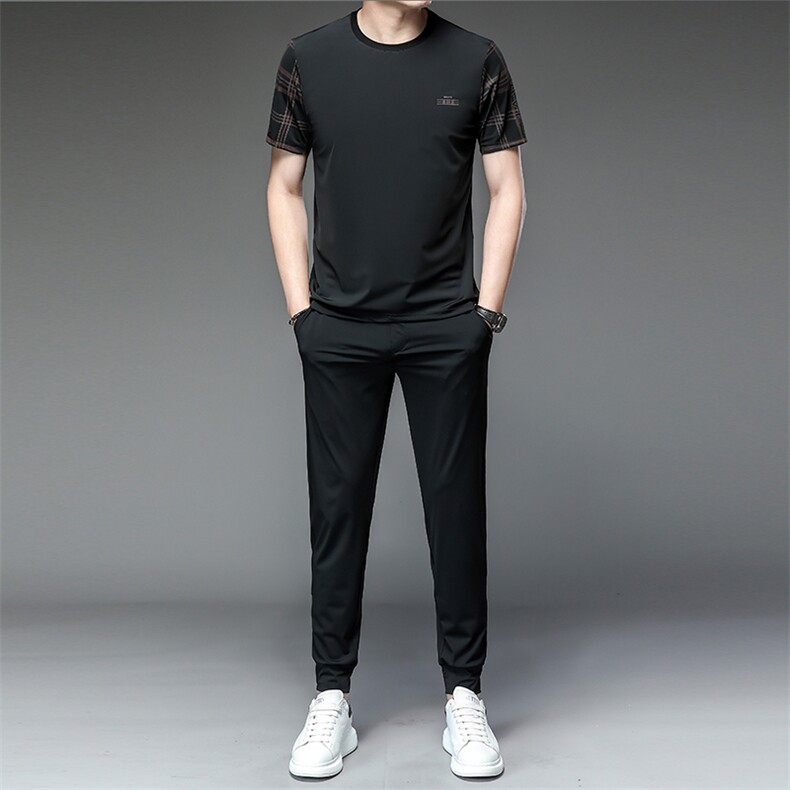 运动套装男秋冬季长袖套装男休闲长裤两件套弹力速干透气宽松，男装休闲套装，电商B212（原钱塘6029）