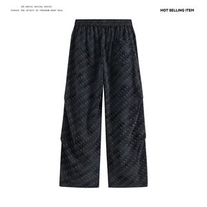 K5073/P40新款秋装休闲裤男士宽松大码工装长裤子潮设计感直筒裤图片