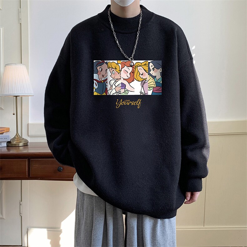 半高领毛衣男大码胖子针织衫毛线衣 M18396-P45 加绒款-P65图片