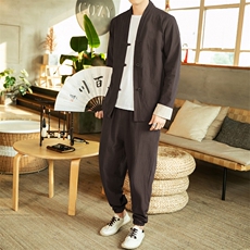 风唐装盘扣夹克中式居士服宽松大码汉服套装男装A821-P110，男装夹克，钱塘788(原4013)