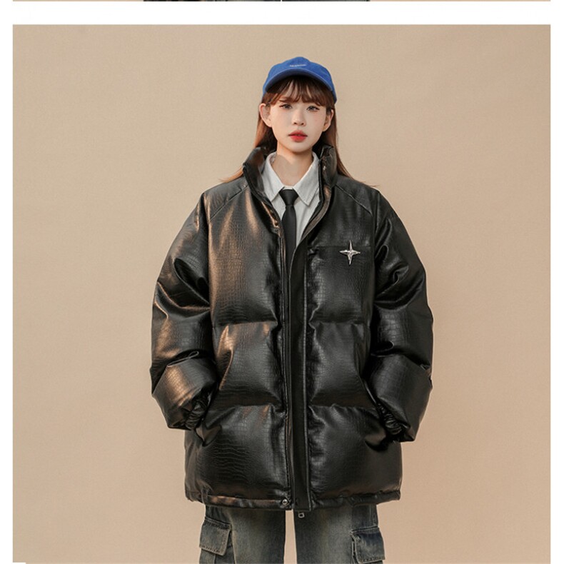 1中性风鳄鱼纹可拆卸四芒星胸针大码M-5XL棉衣男MY77733P128控168，男装棉衣，星座226-2