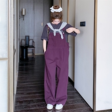 【新款出货中】紫色抽绳收腰连体背带裤C158-8648-P120-K178，女装休闲裤，2C158