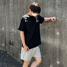 万针全刺绣工艺抖音得物高品质260克重磅纯棉双纱美式高街短袖T恤，男装T恤，电商A486