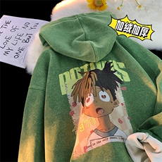 直播品质500克重磅潮牌美式做旧炒雪花水洗加绒卫衣H1356特P65，男装卫衣，电商A486