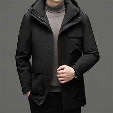 羽绒服男冬季2023新款加厚保暖鹅绒外套中年休闲带帽爸爸装上衣，男装羽绒服，电商B212（原钱塘6029）