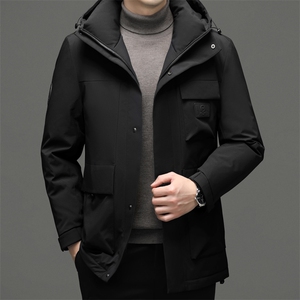 羽绒服男冬季2023新款加厚保暖鹅绒外套中年休闲带帽爸爸装上衣图片