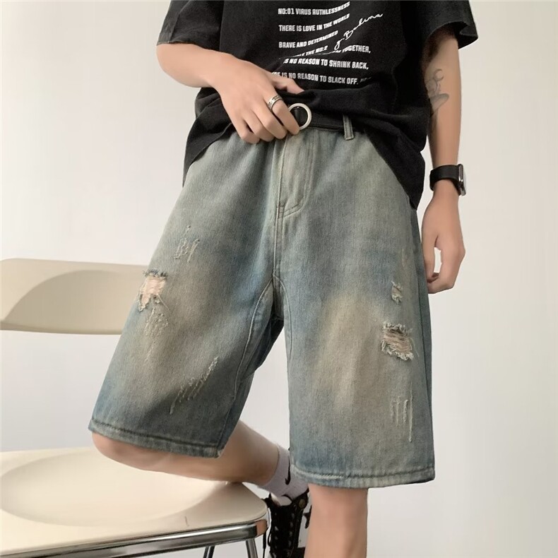 vibe裤子高街水洗牛仔裤男设计感小众拉链裤KM911P33，男装牛仔裤，星座1116-2