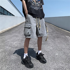 潮牌夏季新款休闲裤男潮流青春流行运动裤条纹宽松型五分裤，男装休闲裤，星座716-4