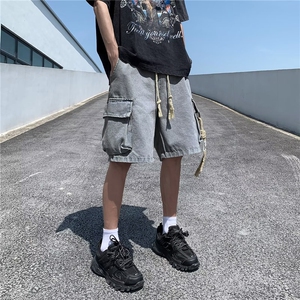 潮牌夏季新款休闲裤男潮流青春流行运动裤条纹宽松型五分裤图片