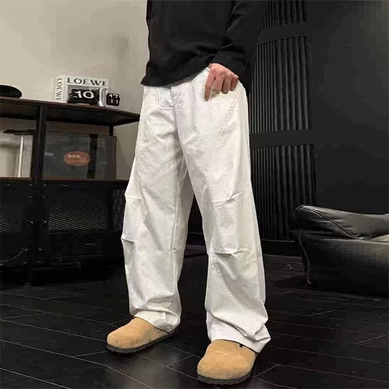 美式复古白色廓形香蕉弯刀裤男女cleanfit显瘦工装休闲L8777-p55,男装工装外套,星座1008