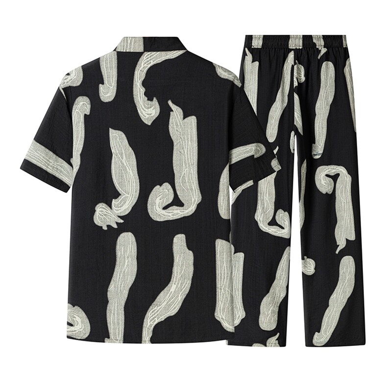 男士夏季风汉服棉麻透气舒适复古开衫唐装两件套HO6929-P65,男装民族服装,星座1105-3