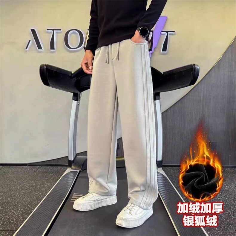 网图加绒加厚运动卫裤新款冬季宽松加厚休闲裤310A-K6025JR-P50,男装休闲裤,四季星座310A