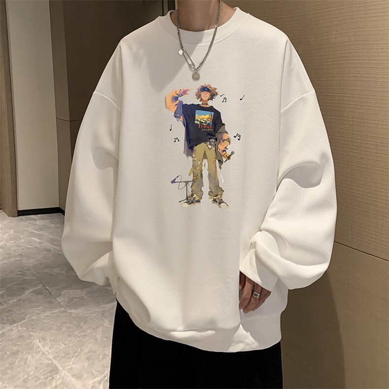 5XL华夫格卫衣男大码胖子圆领长袖t恤 HW76419-P30图片