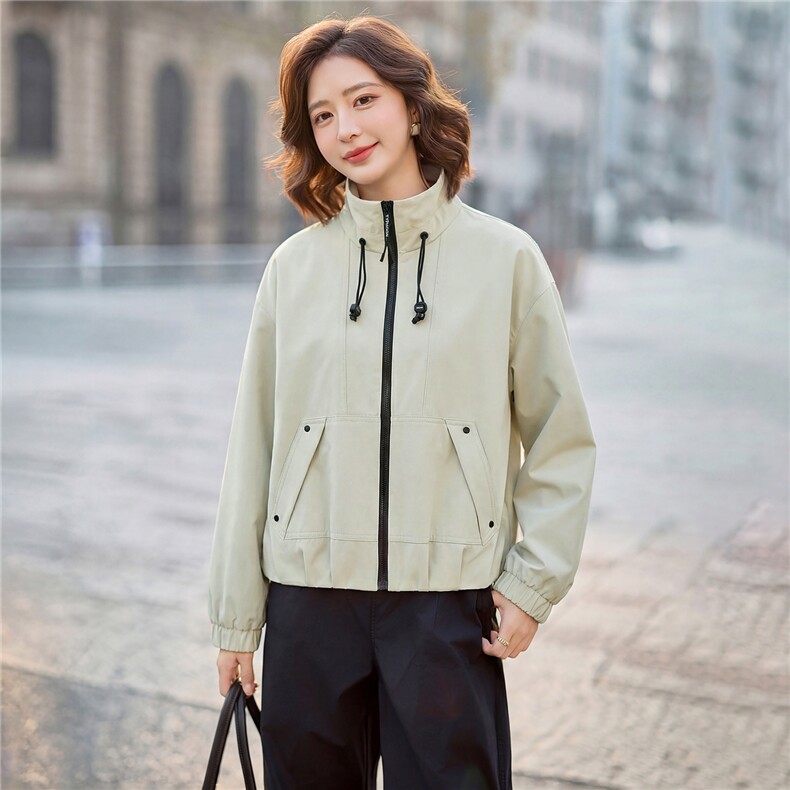 小个子短外套女2026年春季休闲风短款连帽户外防风外套,女装短外套,悦祺
