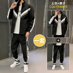 2021春秋季新款男士休闲运动套装立领两件套青少年外套D01图片