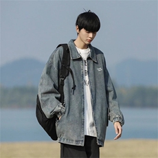 F112-P752024春秋季牛仔刺绣夹克男士日系潮牌宽松休闲上衣外套，男装衬衫，星座512-6