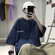 T06常年款男士休闲字母印花T恤衫外套圆领半袖五分袖TEE男女中性，男装T恤，星座115A-3