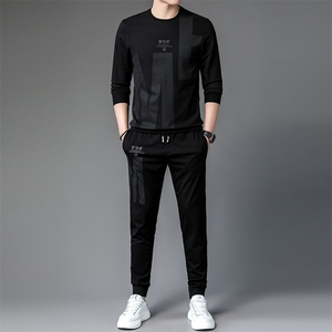 运动套装男春秋情侣款潮牌运动服时尚男士休闲套装长袖薄款卫衣图片
