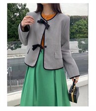 小千鸟格蝴蝶结外套，其它，欧妮卡蒂蔓