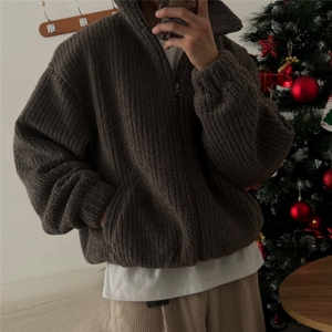 翻领灯芯绒宽松棉服男士秋季新款重工加厚高克重毛绒短款夹克外套图片