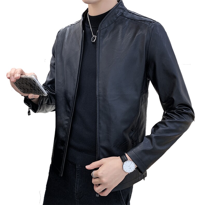 春秋韩版潮流帅气修身PU皮衣男短款青年皮夹克机车服外套813-P55,男装夹克,星座1403B