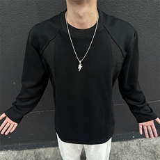 长袖T恤男美式重磅cleanfit卫衣拼接解构休闲上衣25XW99600特批18，男装T恤，电商A042