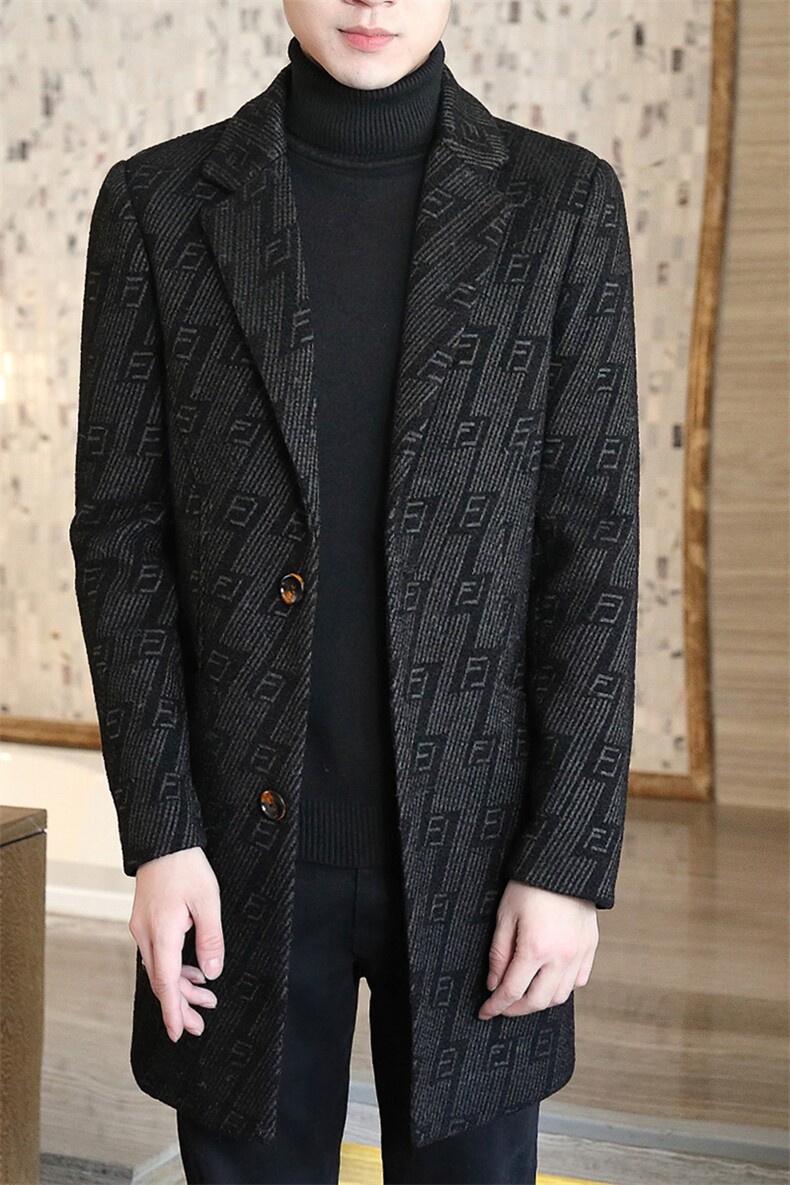 2020高品质秋冬季新款毛呢大衣长款呢子外套风衣男N38P160,男装毛呢大衣,电商B226-2（原B217-2）