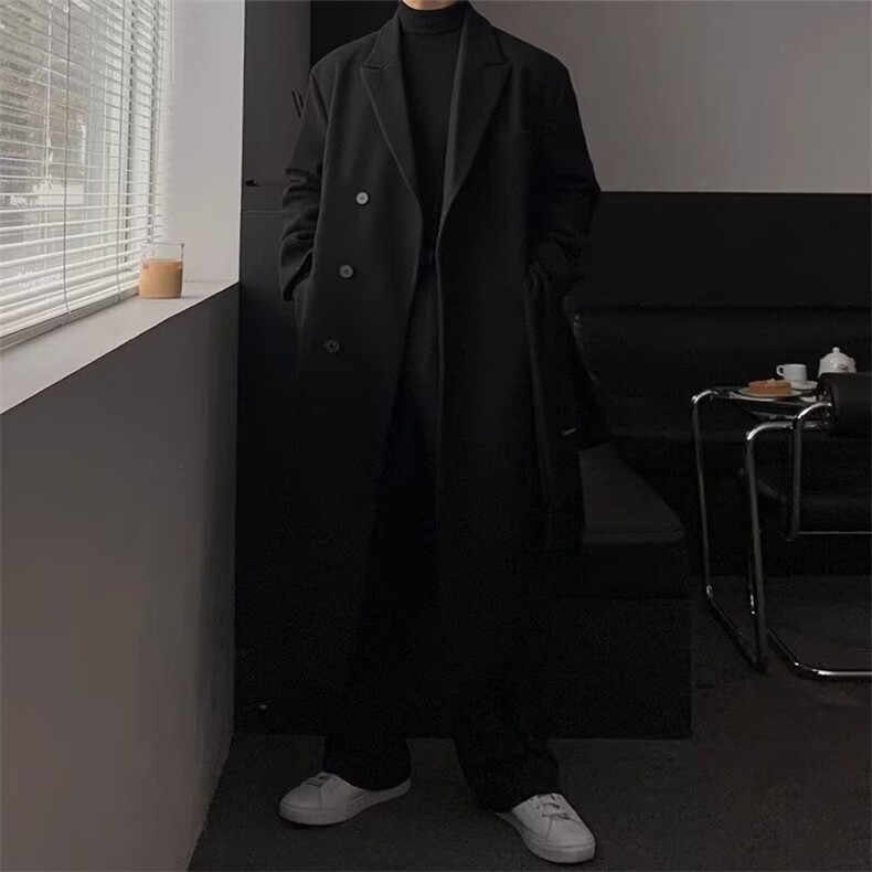档口现货高级感男士毛呢大衣长款过膝棉服冬季加厚韩版宽松棉衣夹,男装棉衣,星座218-1（原230）